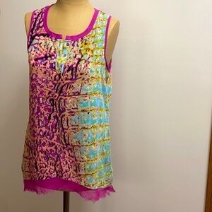 Simply Vera 🦋 Vera Wang Flowy Pink & Blue Tank Top Oversized XS